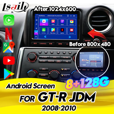 Ecrã multimídia de carro para Nissan GT-R R35 2008-2010 Modelo JDM Equipado com CarPlay sem fio, Android Auto, 8+128GB